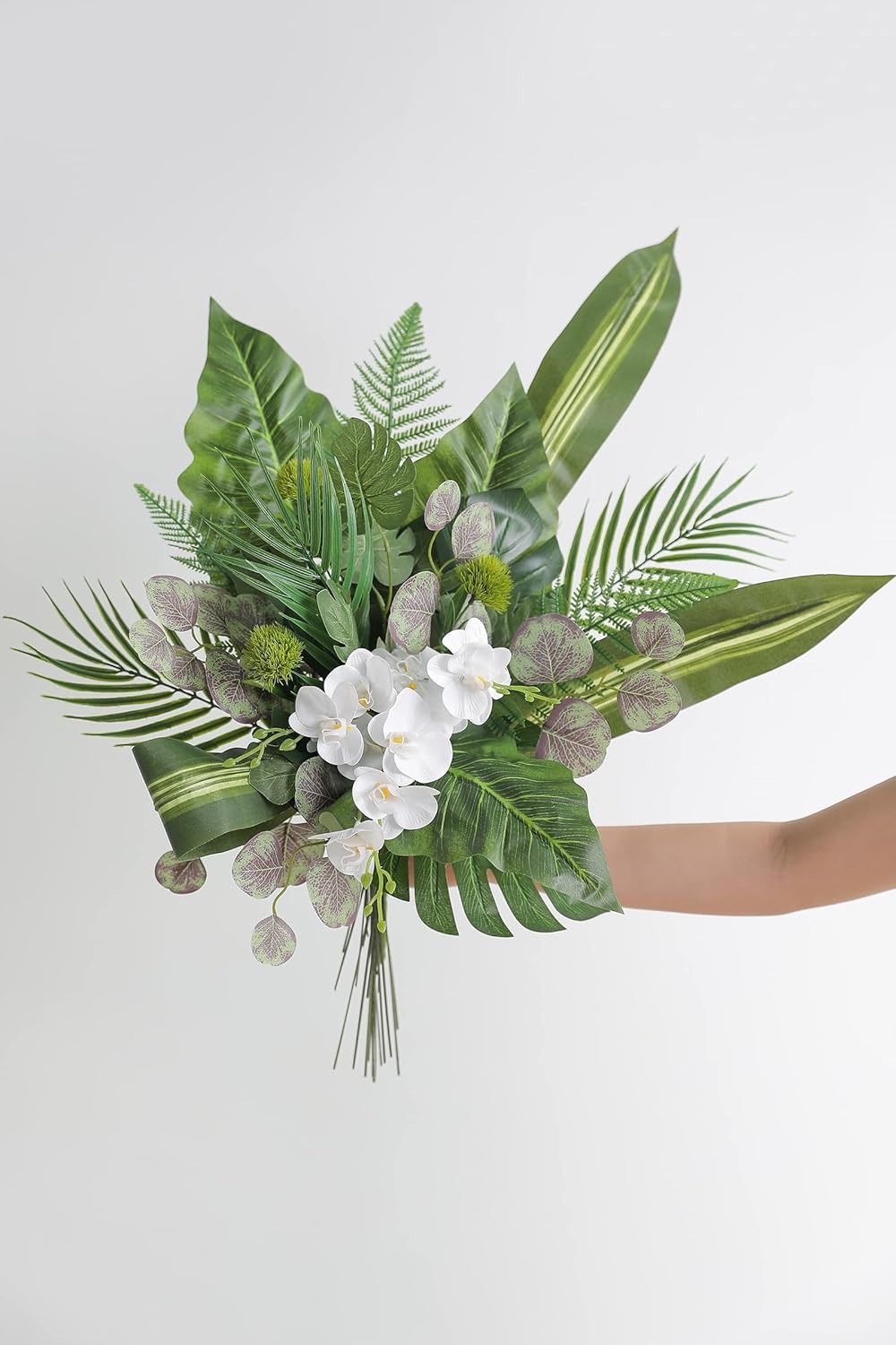 Artificial Greenery Spray Box Set(Pack of 30pcs) with 9 Kinds of Filler for Safari Jungle Hawaiian Luau Party Table Decoration Wedding Birthday Theme Party Decorations (Palm Leaves)