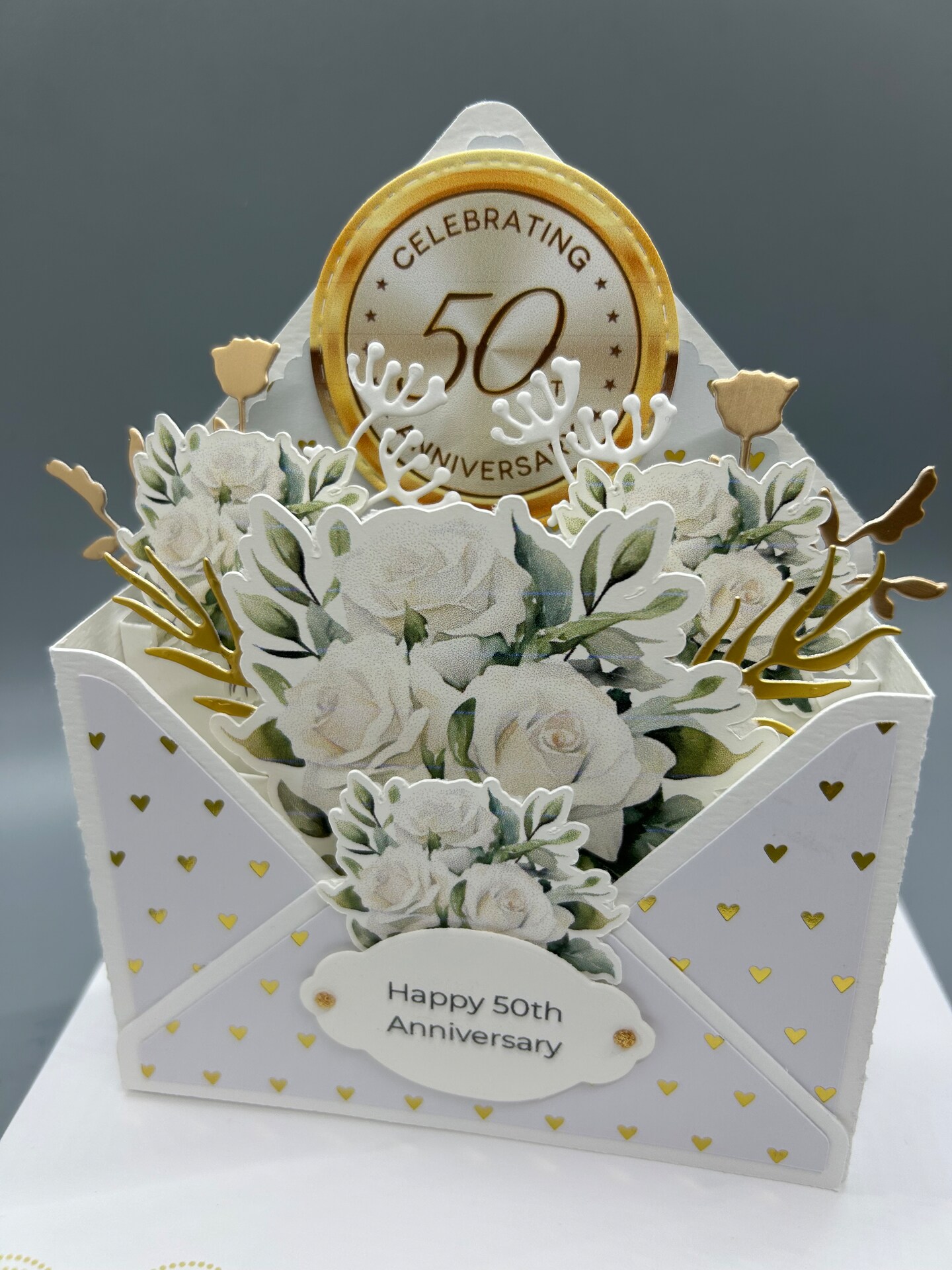 50th Anniversary Card, Golden Anniversary Popup Card | MakerPlace by  Michaels, image size:810x1080