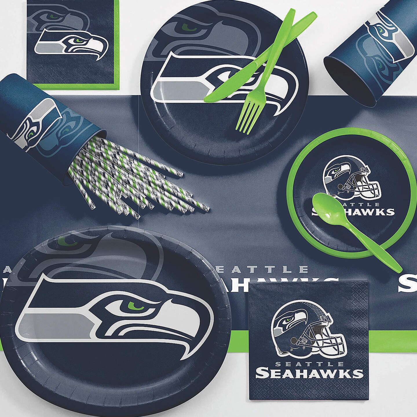 10 Inch Seattle Seahawks Oval Paper Plates for Tailgate Party Supplies 24 Pack