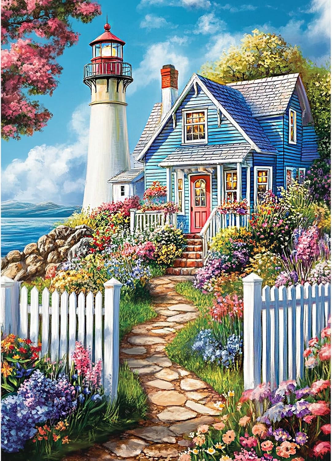 Diamond Art Paintings Kits for Adults,House and Lighthouse Diamond Art Kits for Adults,12x16 Inch DIY Diamond Art Paintings Kits Landscape,Diamond Art Painting Set
