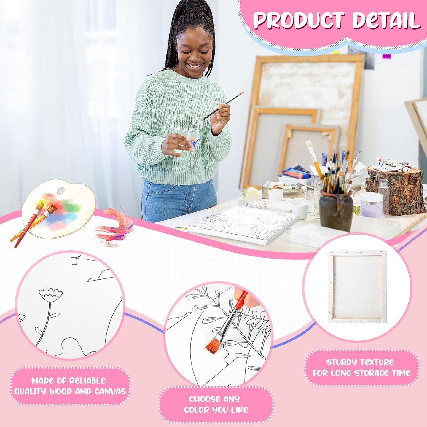 15 Pack 75 Pcs Pre Drawn Painting Canvas