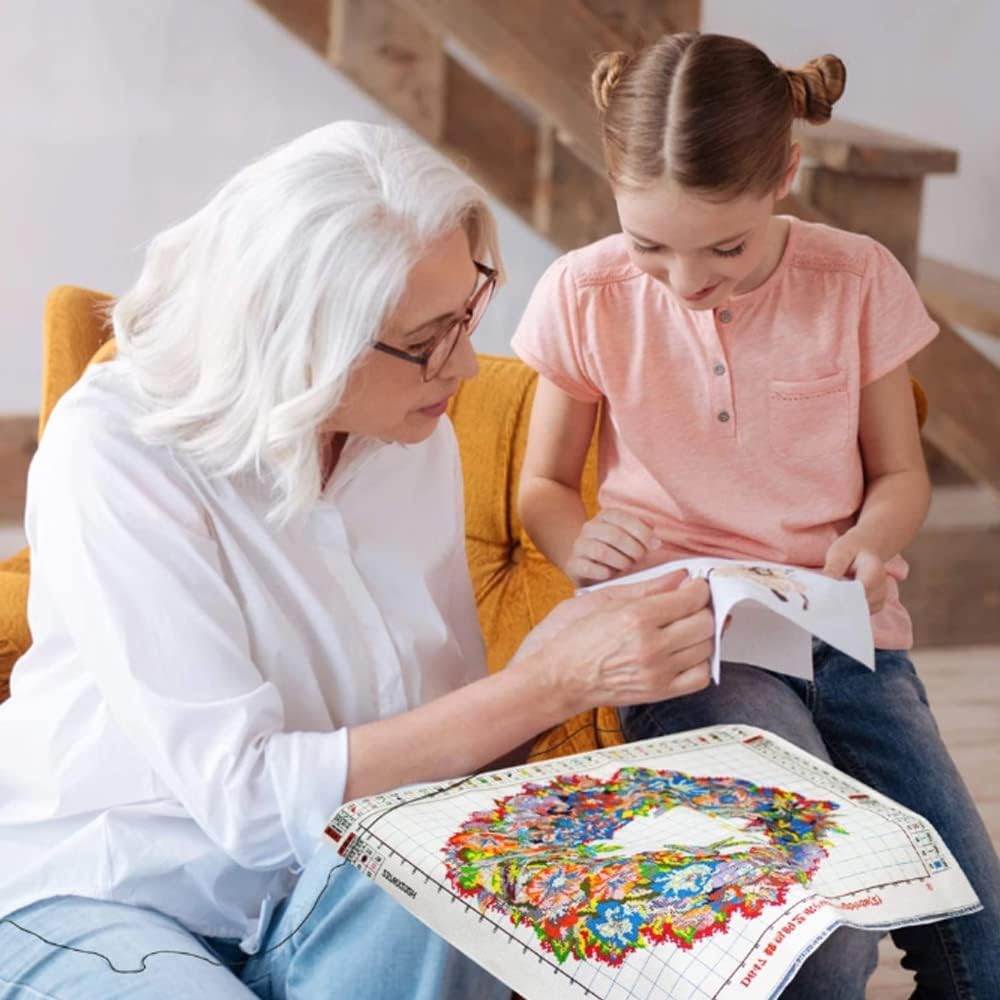 Stamped Cross Stitch Kits for Adults - Gnome Succulent Embroidery Kits for Beginners Adults