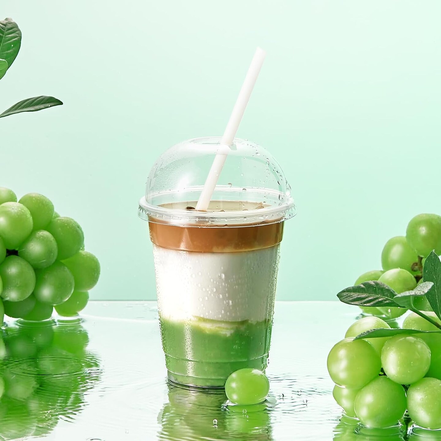 100 PACK 12 oz Clear Plastic Cups with Dome Lids, Disposable Dessert Parfait Cups for Ice Cream, Iced Cold Coffee Drinks, Cupcake, Fruit for Party