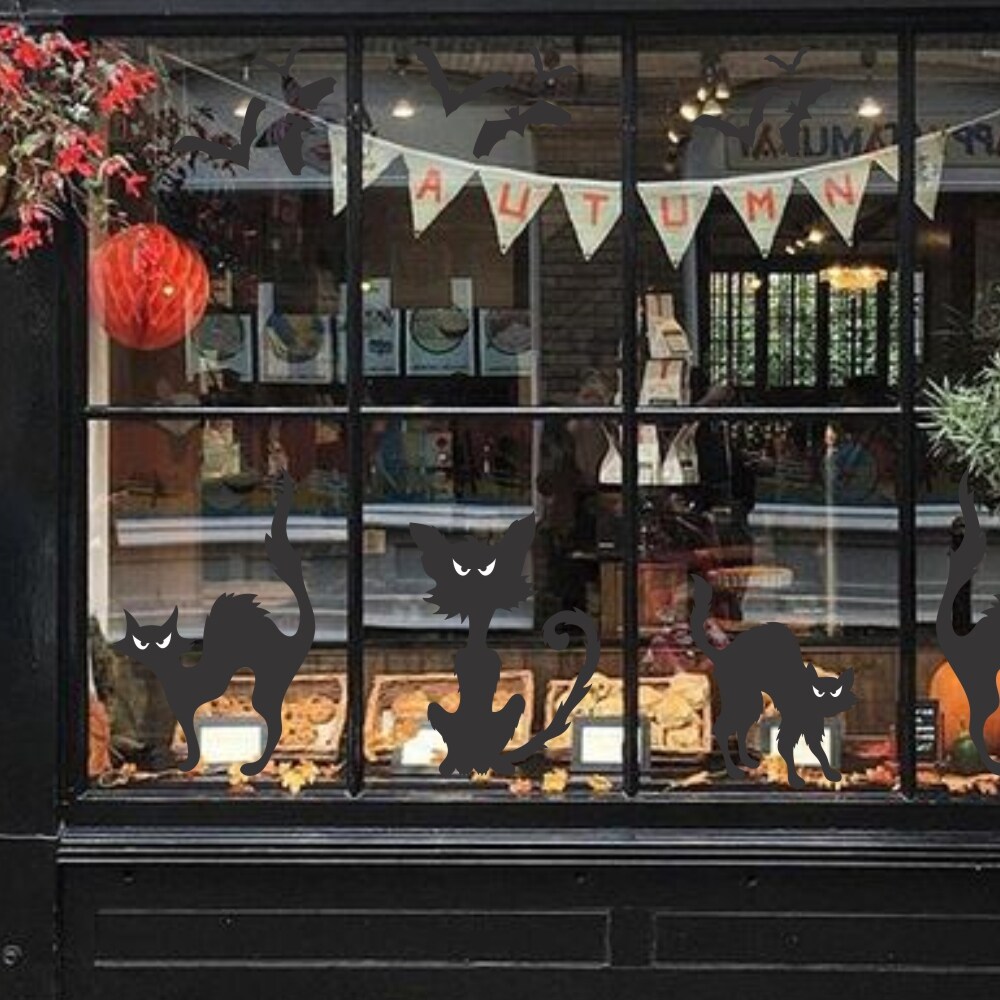 Halloween Cats Window Stencil Set Halloween Stencil | Designer Stencils | Storefront Window, Halloween Window, Halloween Wall Stencil |