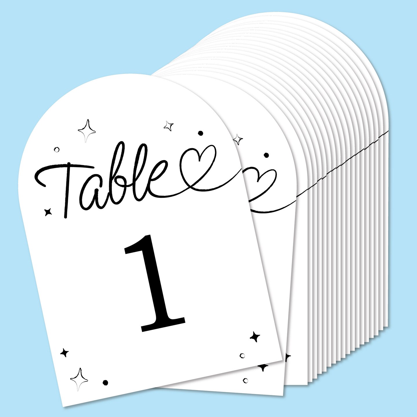 Big Dot of Happiness Wedding Hearts Black &#x26; White Table Numbers Centerpieces, Double-Sided 5 x 7 inches Cards, Table Numbers - 1-20