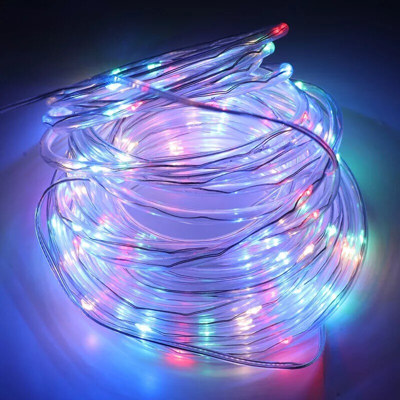 12M 100LEDs Soft Tube Solar Rope Lights Outdoor Waterproof LED PVC Fairy String