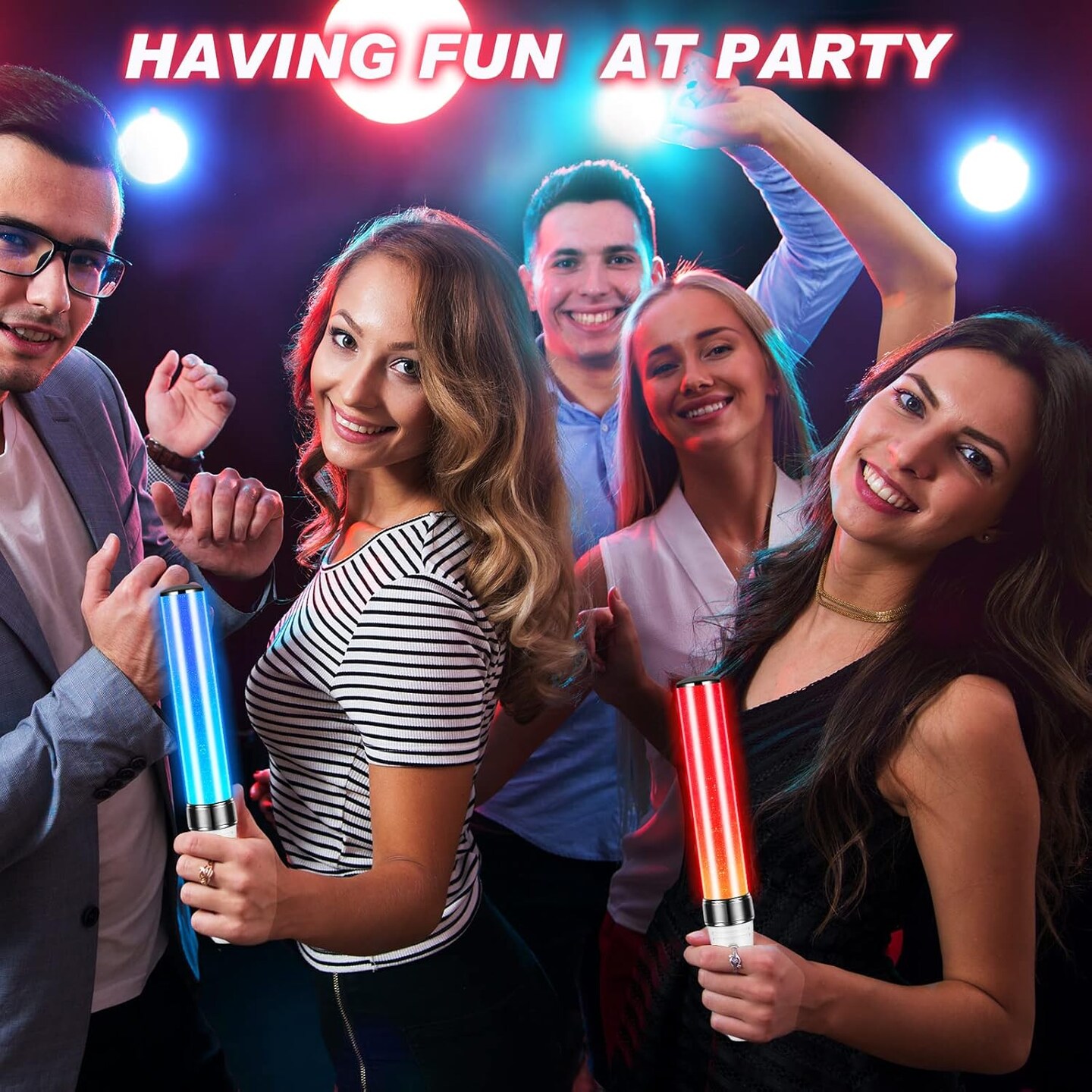 6 Pcs Reusable Light Sticks 15 Color 2 Lighting Modes Multicolor LED Flashing Bright Glow Lightsticks for Concert Glow in the Dark Party Favor Supplies