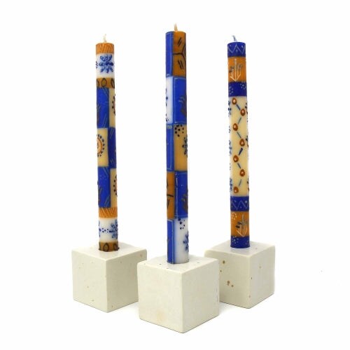 Hand Painted Pattern Taper Candles 9" Decorative Dinner Candles