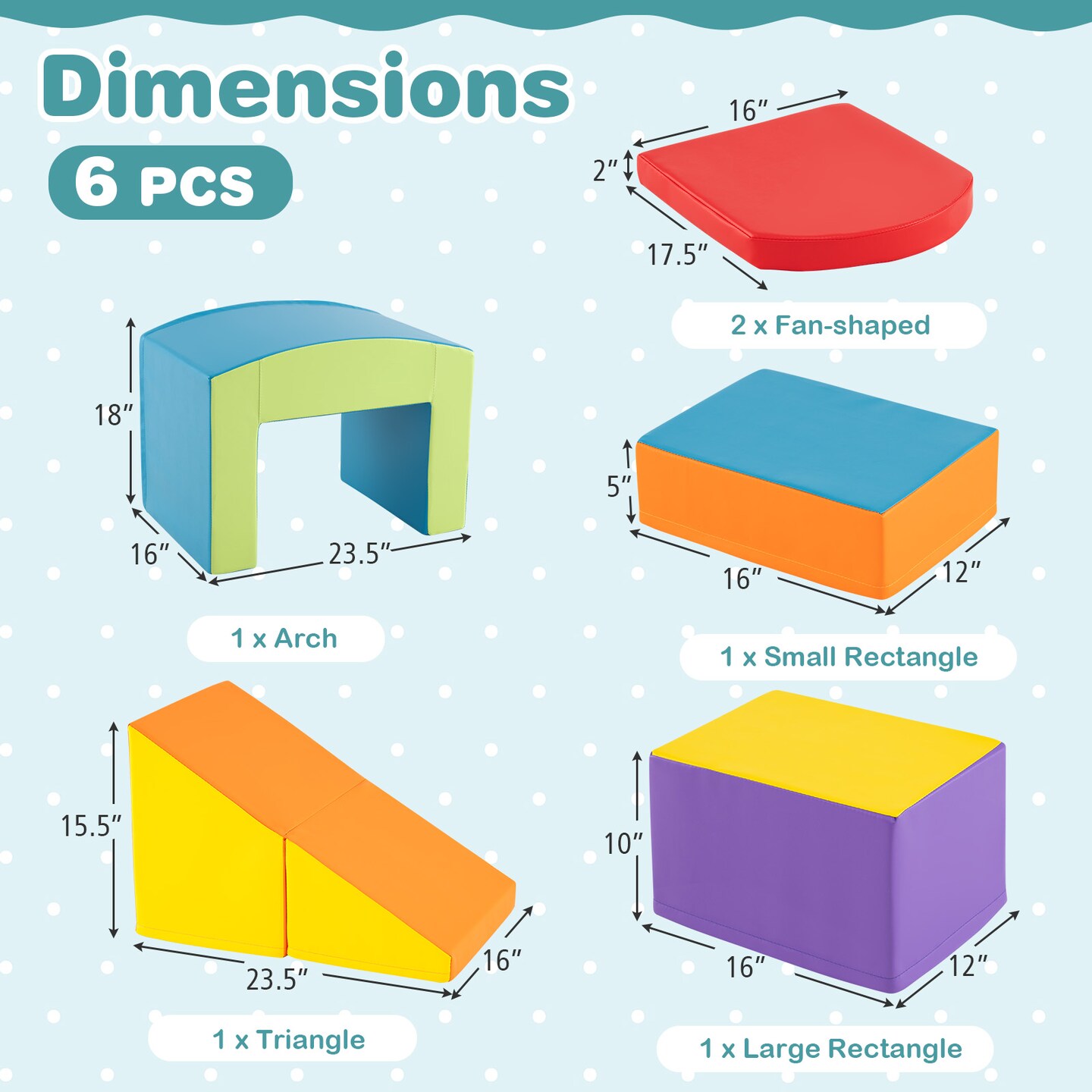 6 Pieces Soft Foam Climbing Blocks Set for Toddlers with Tunnel and Multiple Shapes