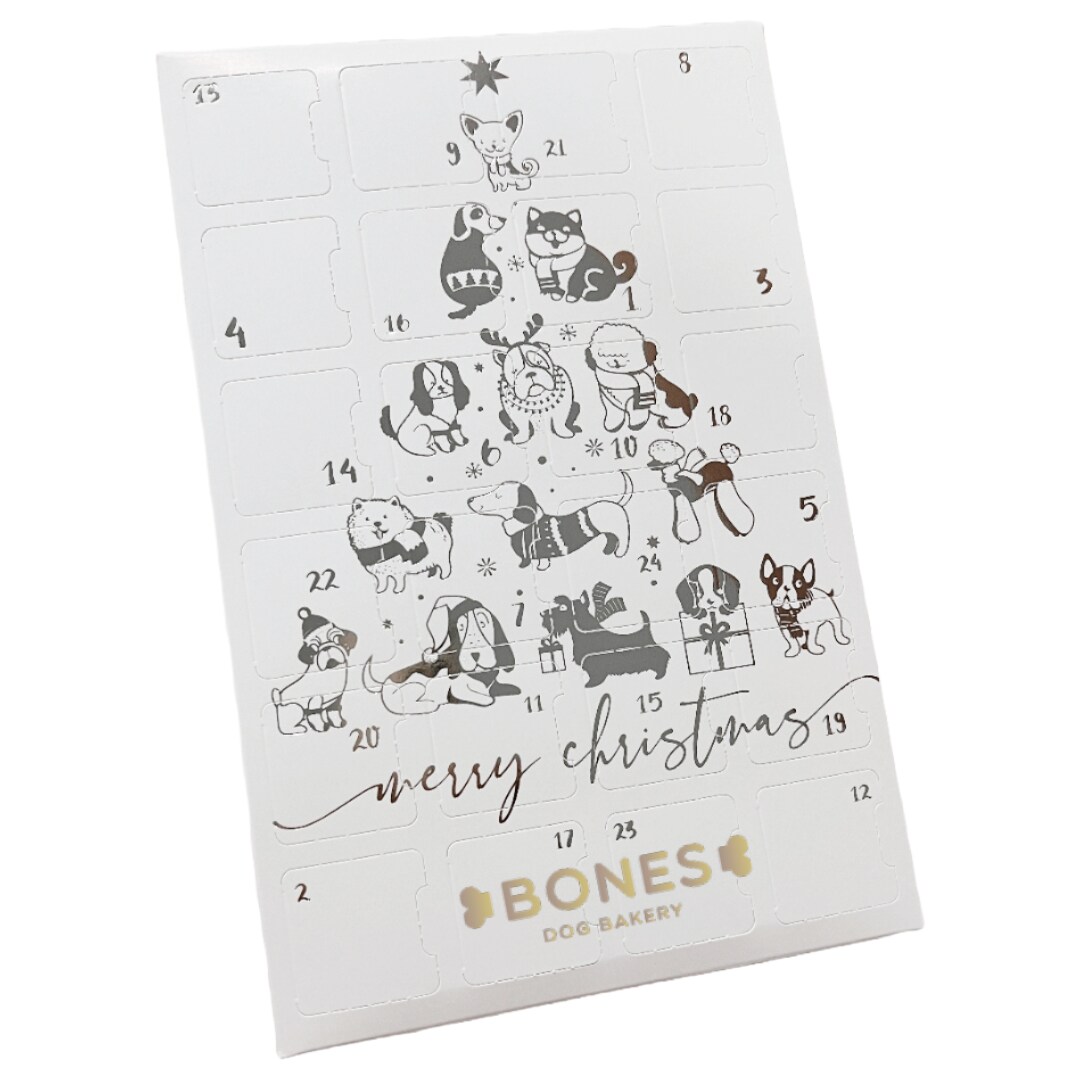 Made in USA - 10 Sets - Empty Advent Calendar Boxes/Trays - Silver Metallic Dog Tree Design - Food Safe - DIY Sublimation Personalization