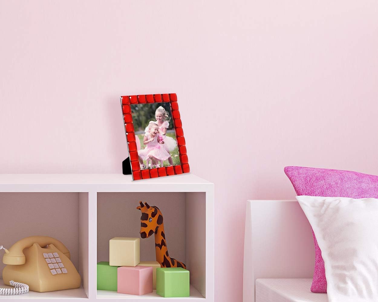 Decorative Sparkling Red Jewel 5x7 Picture Frame, Photo Display & Home Décor (Red)