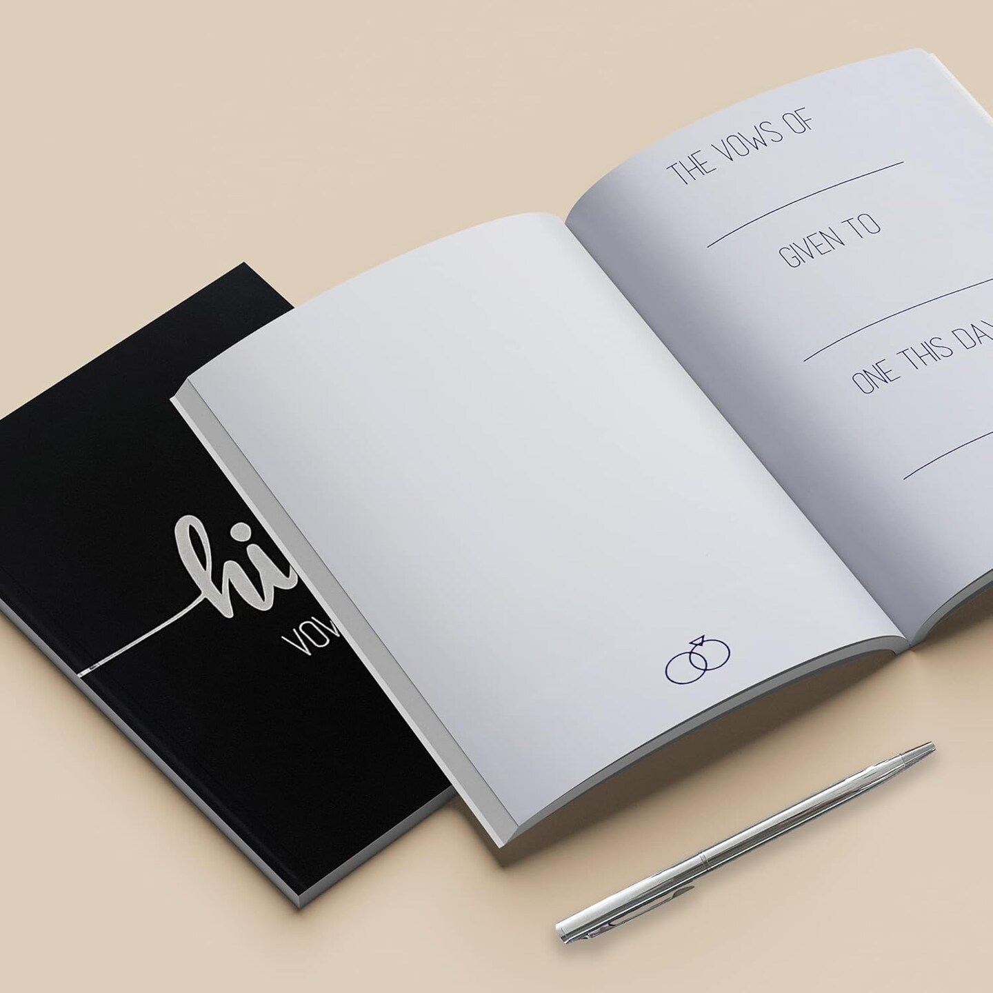 Wedding Vow Books, Black and White Wedding Day Vow Books with Silver Foil and Two Pens Included. Our Vow Books are 5.5. x 3.9 inches with 40 Pages, Vow Booklet, Vows Books Wedding, VB001