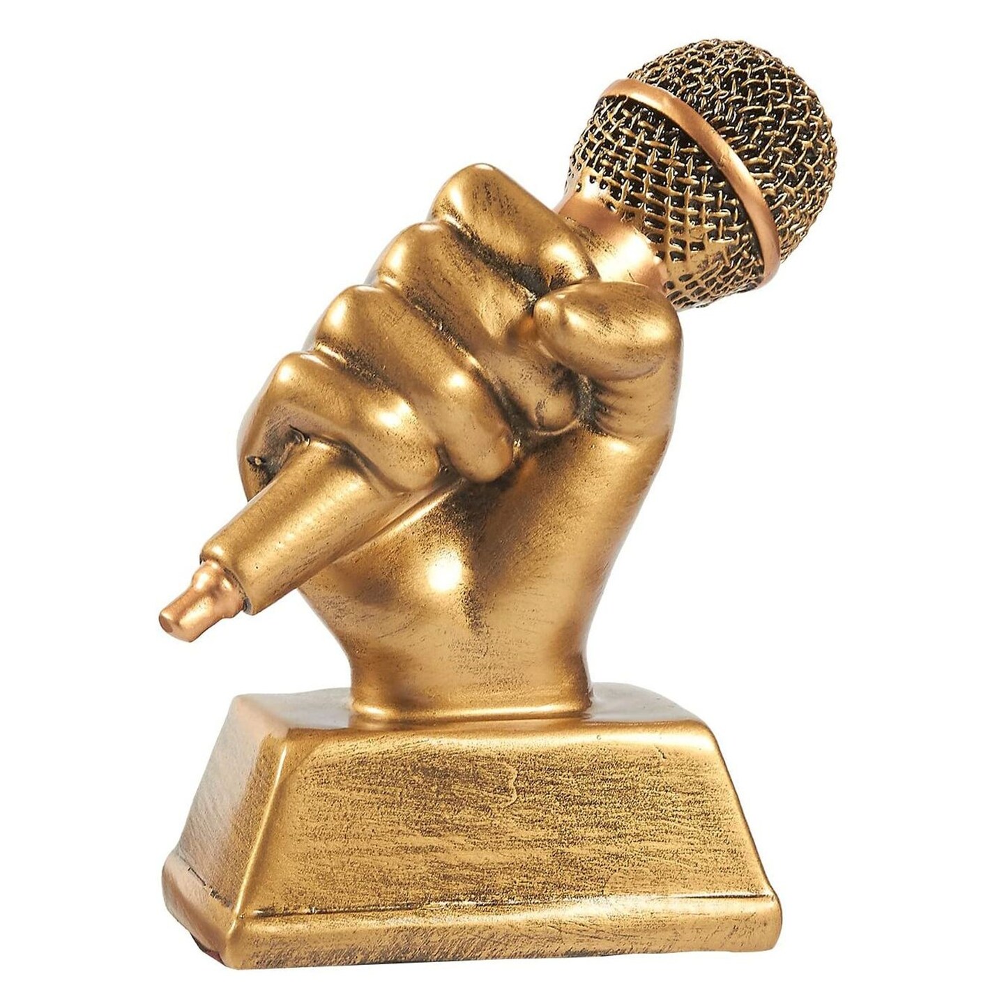 Maplefield Golden Microphone Trophy - Durable Resin Construction & Microphone Trophy Award - Karaoke Party Favors & Gifts - Fun Prize for Adults & Funny Awards - Pack of 1, 5.5 x 4.75 x 2.25 in