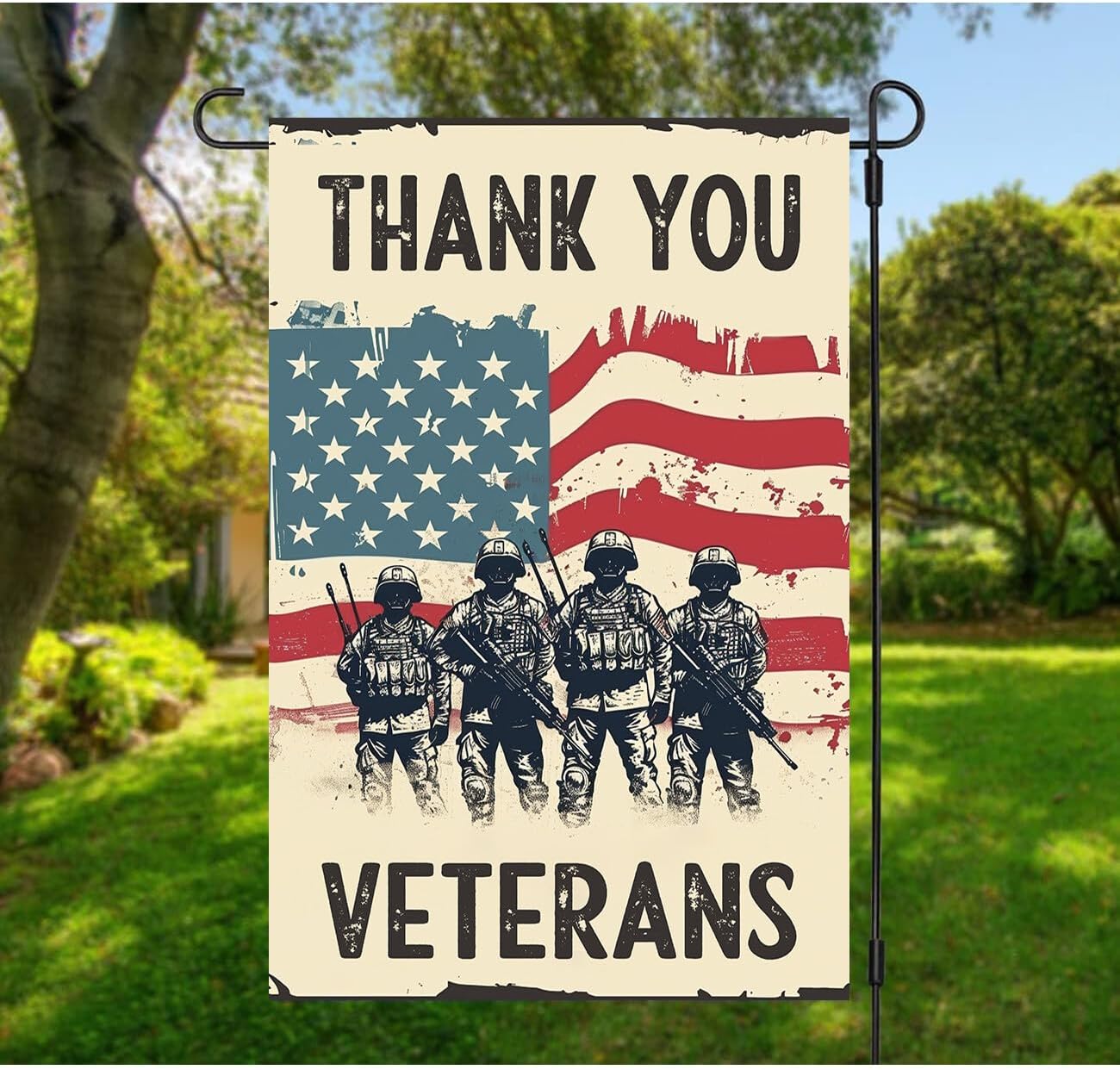 Veterans Day Garden Flag - Printed Double Sided, Thank You Veterans, Patriotic Decorations, Honor Your Hero
