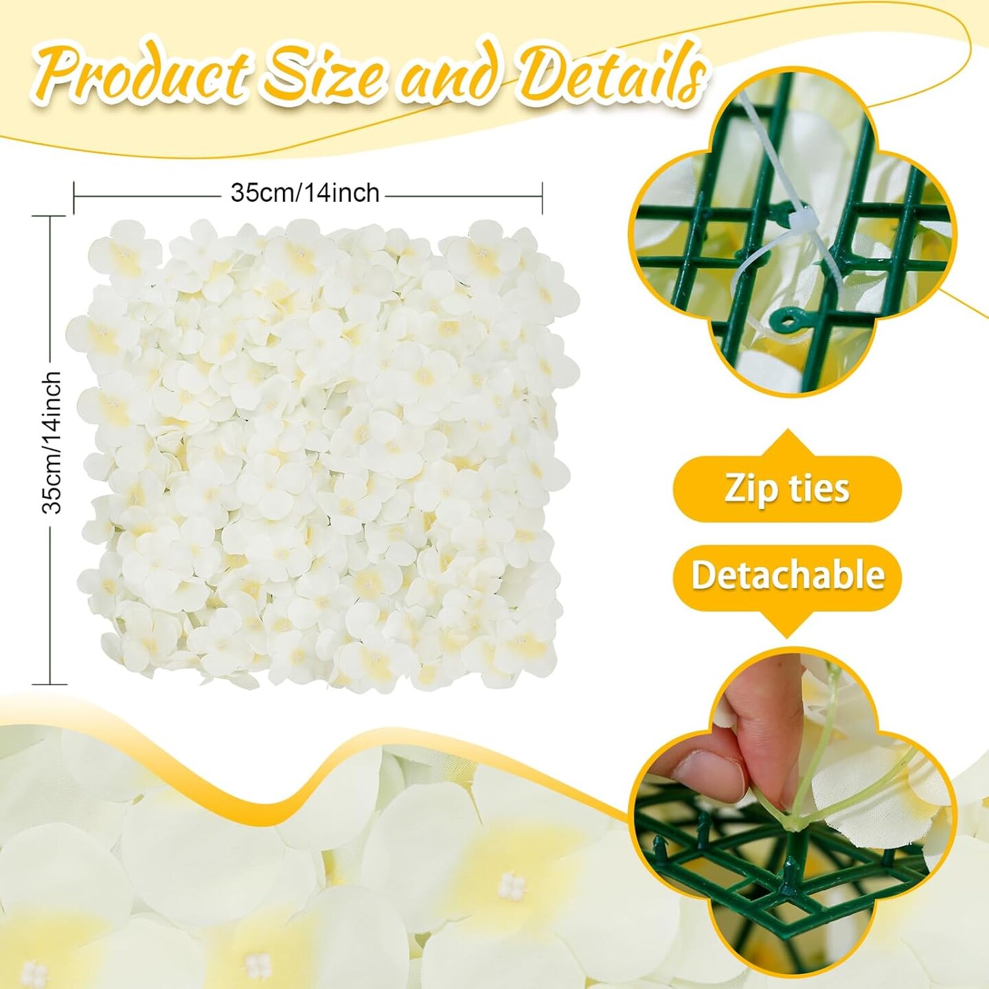 12pc Hydrangea Flower Wall Backdrop &#x2013; 3D Artificial Floral Panels for Weddings, Parties &#x26; Home