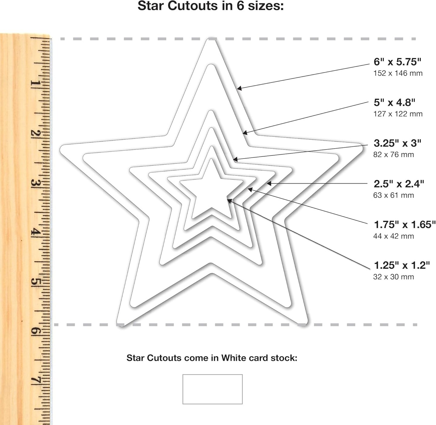 240 Pcs White Star Cutouts – 2-Sided Cardstock Punch-Outs, Made in the USA, for Bulletin Boards, Classroom Decor, Back-to-School Crafts, Party Decorations & Hollywood-Themed Events