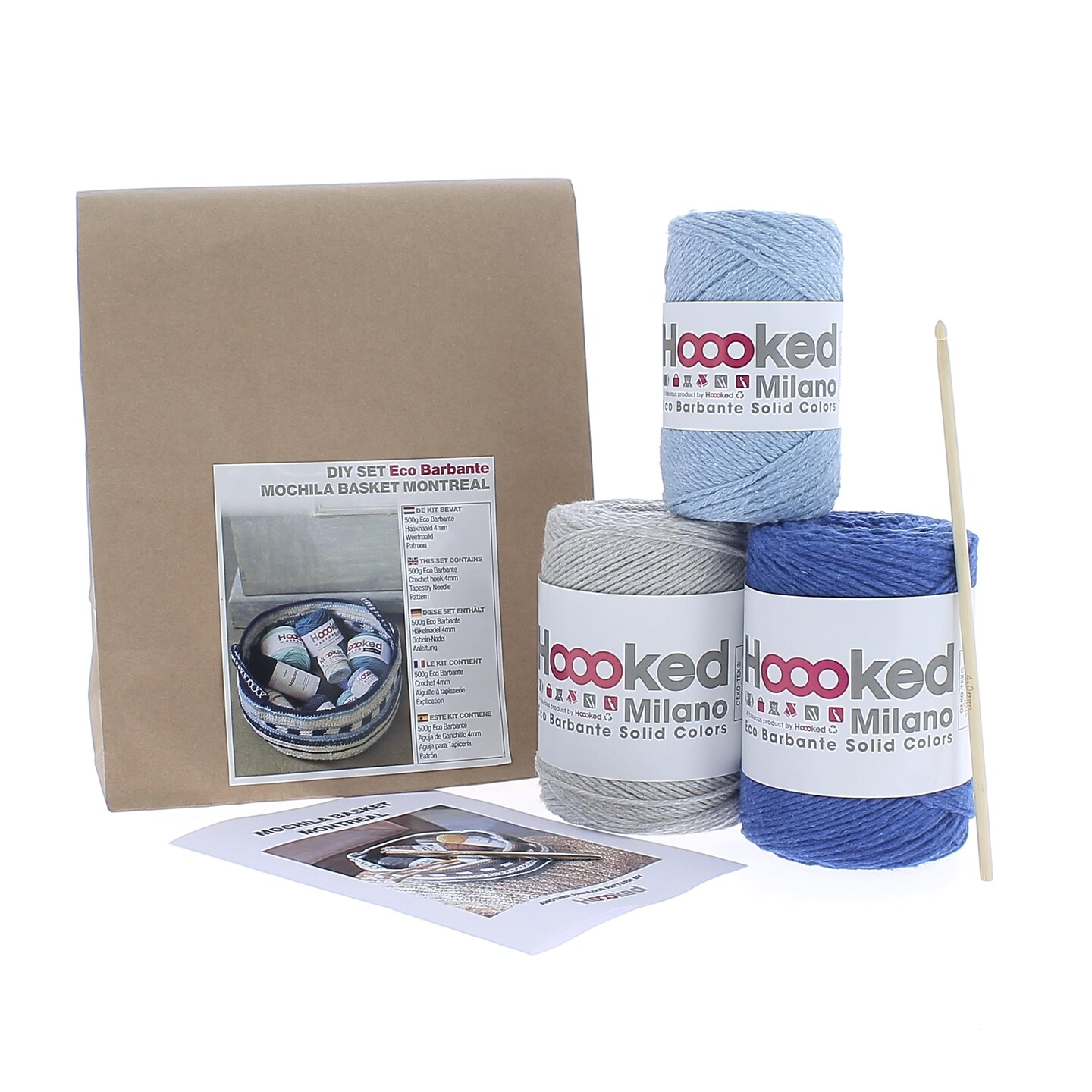 DIY Crochet Kit by Hoooked Mochila Basket Montreal - Biscuit PAK299-300
