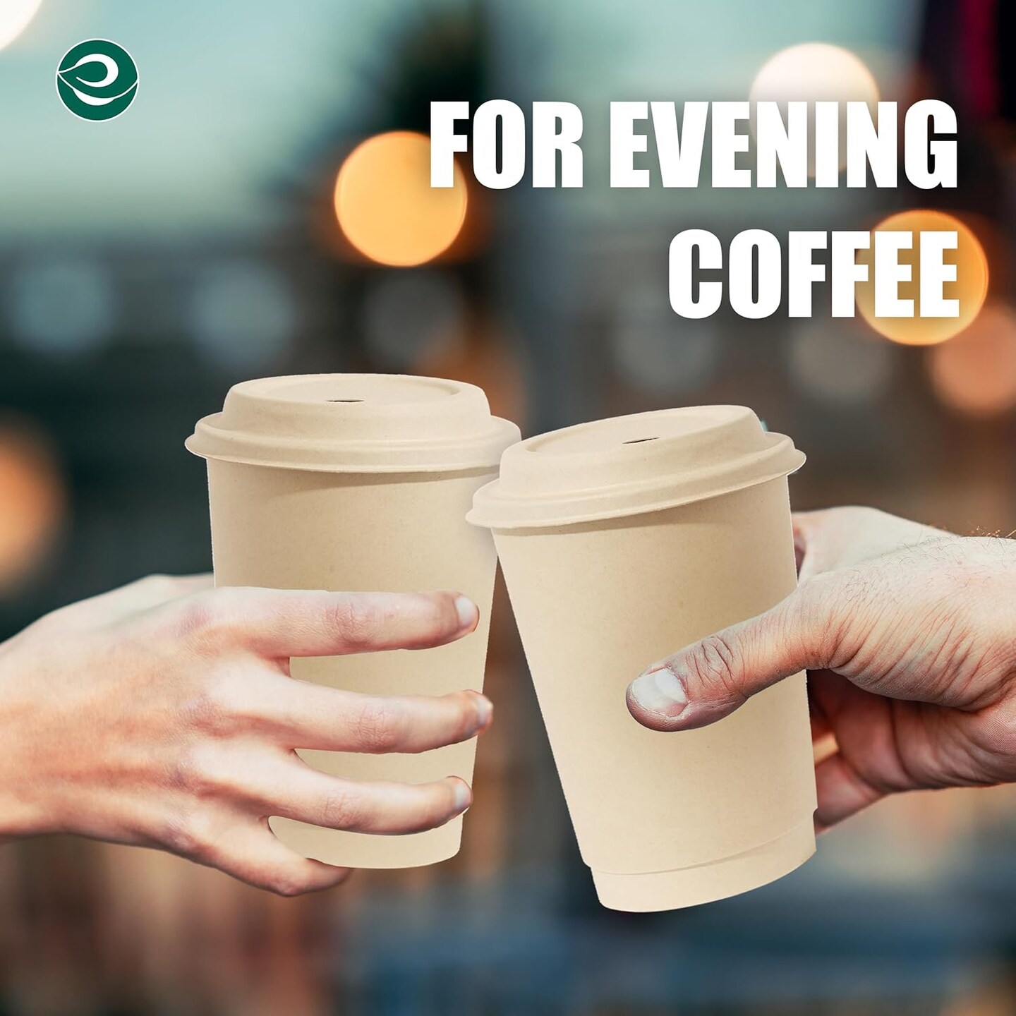 100% Compostable Plant-Based 16oz Hot Cups with Compostable Lids | (50 Count, 16 oz Hot Cups) | Disposable Bagasse Paper | Eco-friendly | Sturdy, Microwave & Oven Safe