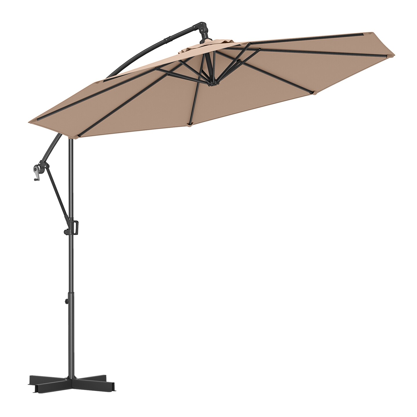 10ft Cantilever Patio Hanging Umbrella with Base, Crank Handle and Air Vent