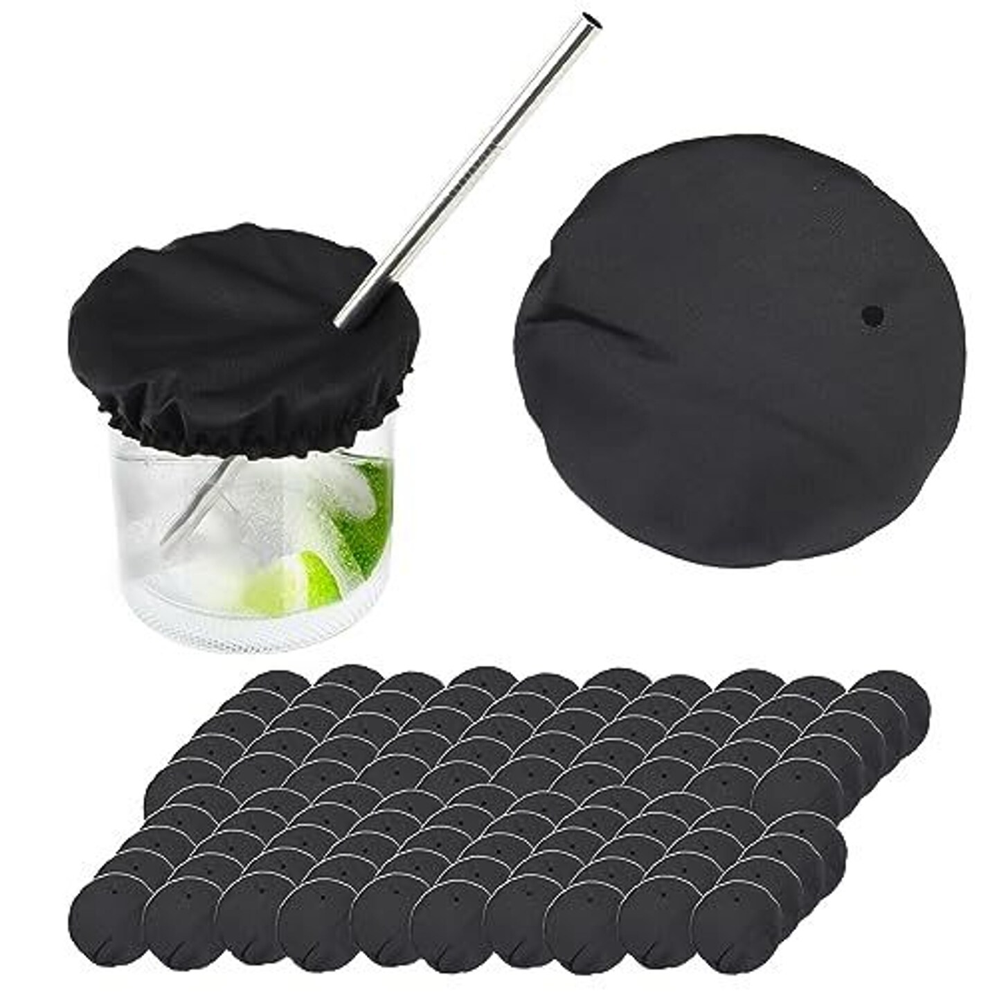 IMPRESA [100-Pack] Drink Covers for Alcohol Protection - Fabric Drink Protector for Men &#x26; Women - Wine Glass Covers to Prevent Your Drink Getting Spiked - Black Cup Covers For Drinks