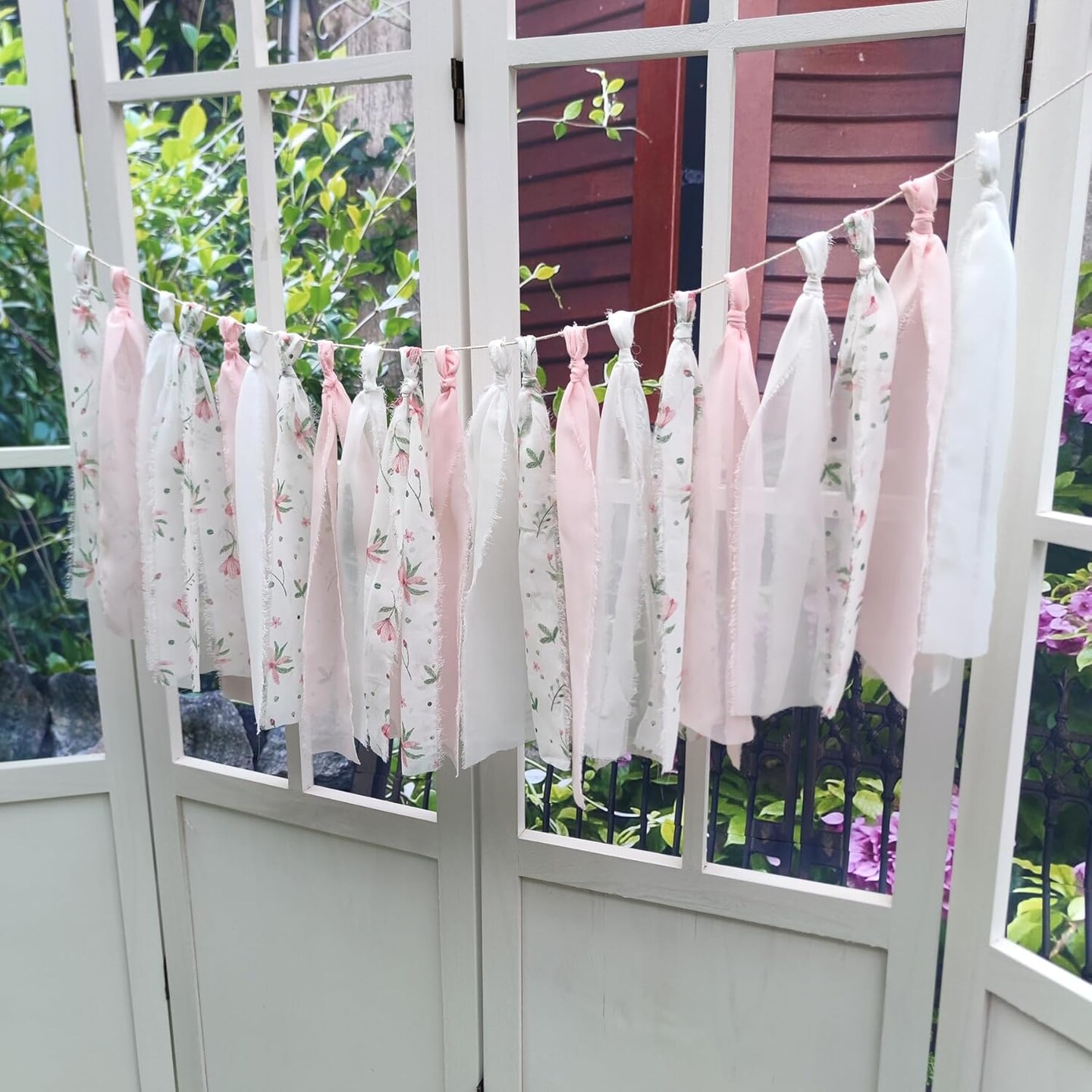 Blush Floral Tassel Garland – 50" x 14" Pink Hanging Décor for Girls & Women, Tea Party, Bedroom, Nursery, Birthday, Wedding & Baby Shower Backdrop