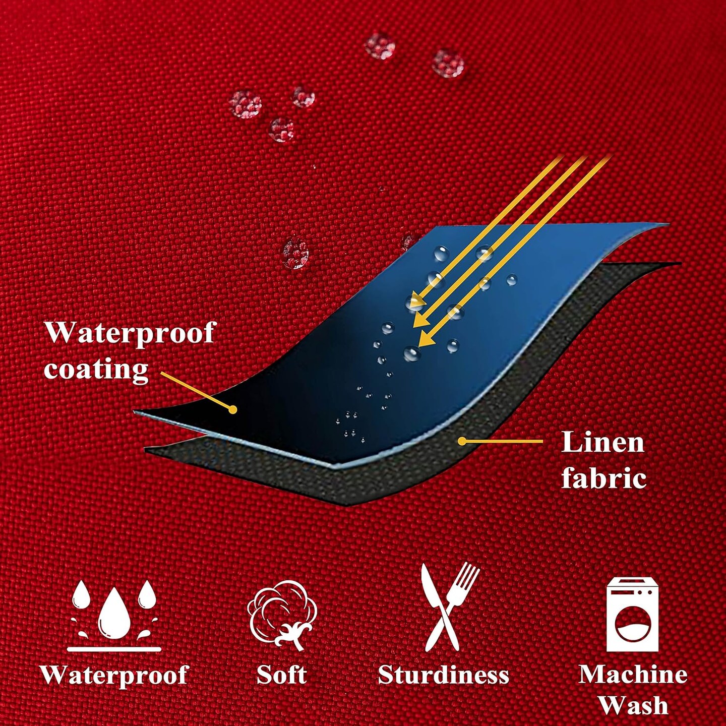 Home Brilliant Red Outdoor Pillows Christmas Waterproof Linen Pillow Covers Farmhouse Rectangle Lumbar Throw Pillow for Living Room Balcony Patio Couch, Pack of 4, 12 inch x 20 inch (30 x 50 cm)