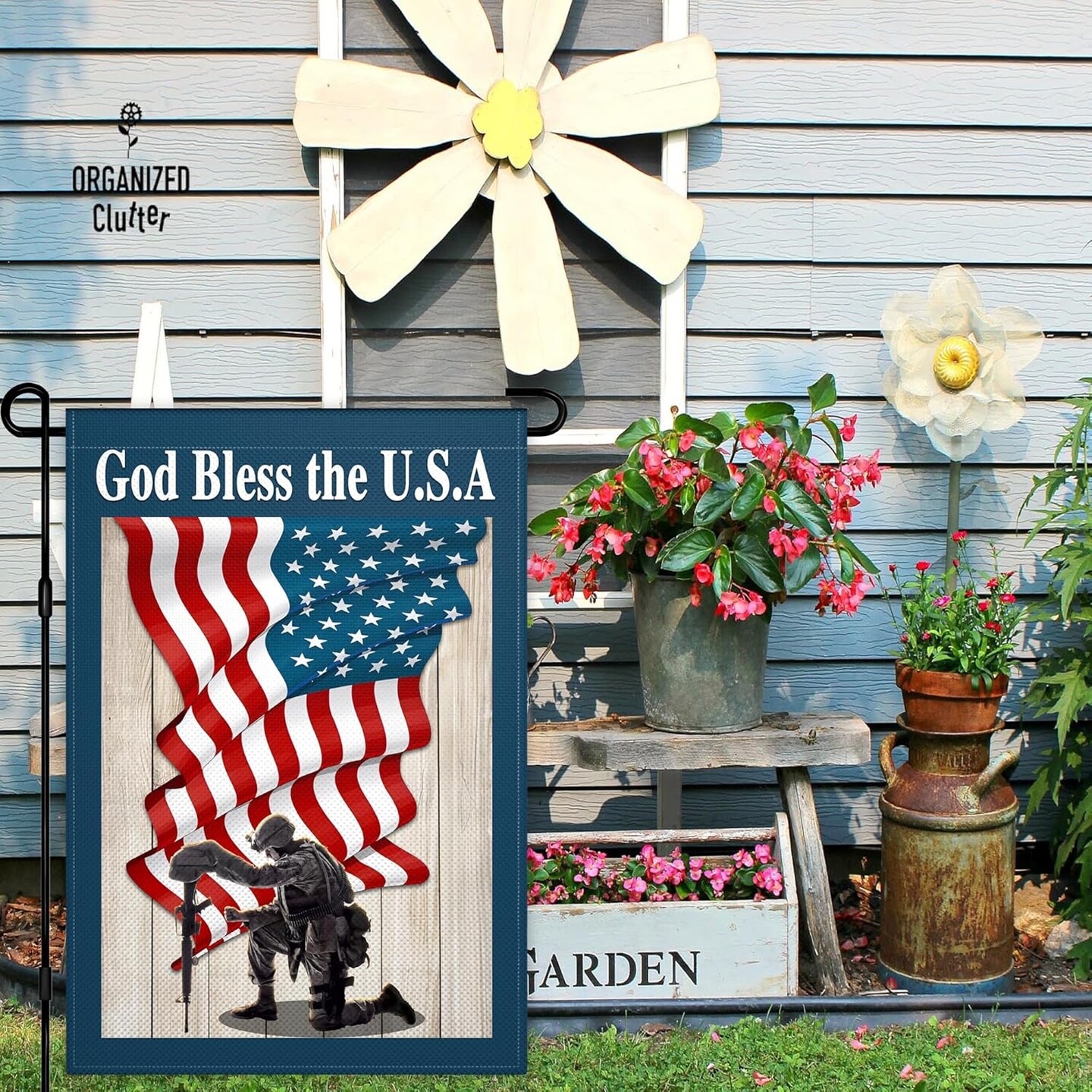 Memorial Day Garden Flag 12x18 Inch Double Sided God Bless America