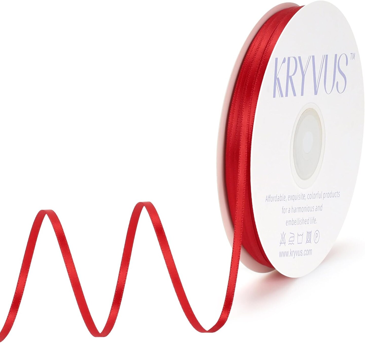 Red Ribbon - Satin Ribbon 1/8 inch x Continuous 100 Yards - Double Faced Thin Ribbon Prefect for Wedding Invitation Card, Gift Wrapping, Crafts, Christmas Ornaments