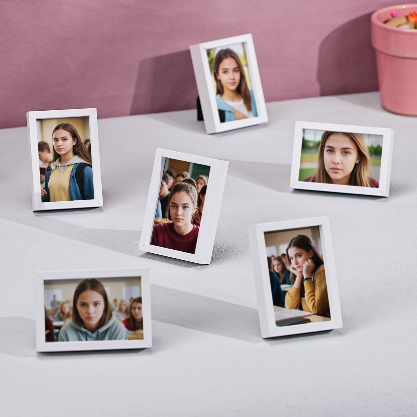 Small Picture Frames, Mini Size Baby Photo Frame, 2x3&#x27;&#x27;, Set of 6, For Tabletop Home Decor, Polaroid Picture Frame with Soft Magnet, Cute Refrigerator Magnets, White