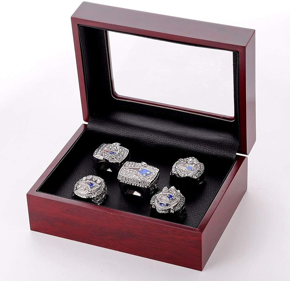 Championship Big Heavy Ring Display Wooden Box (5 Holes)
