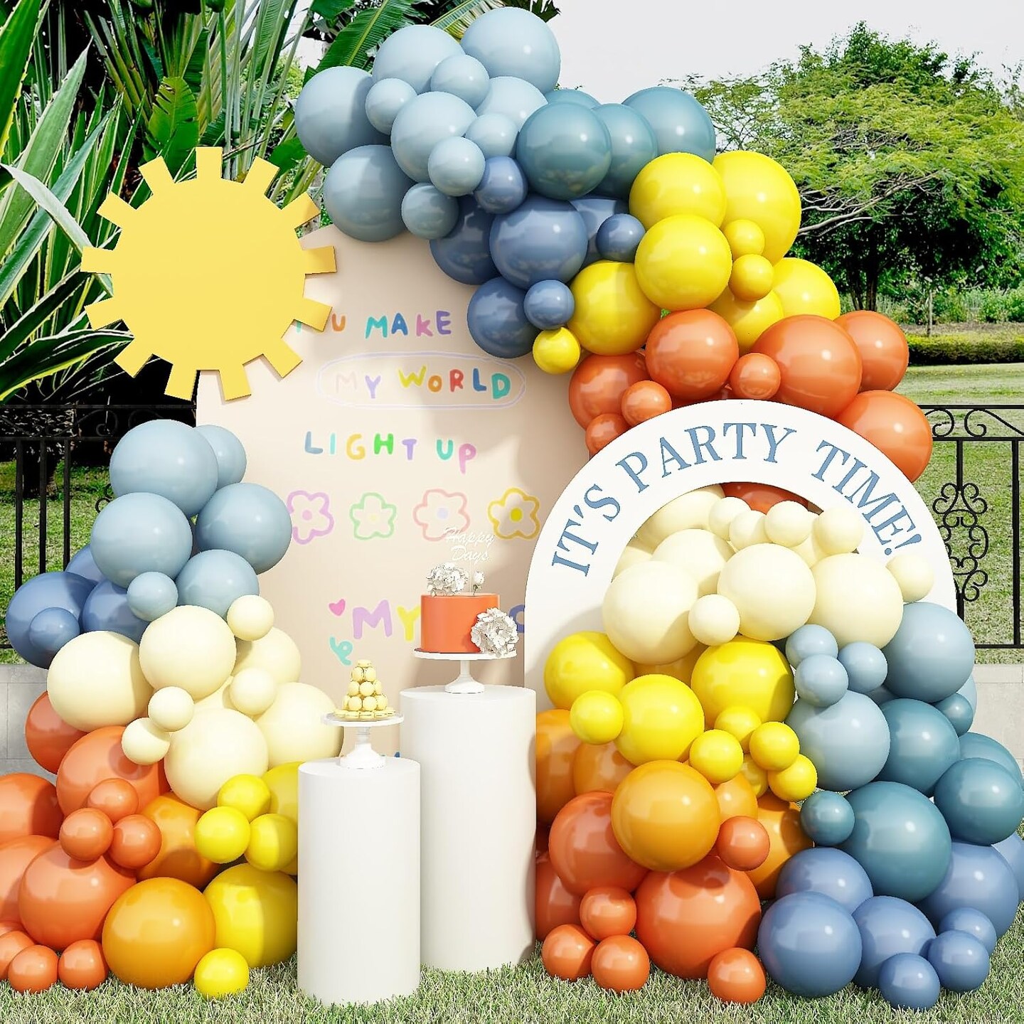 Here Comes the Son Baby Shower Decor Balloons Arch (Yellow Orange - Sun)