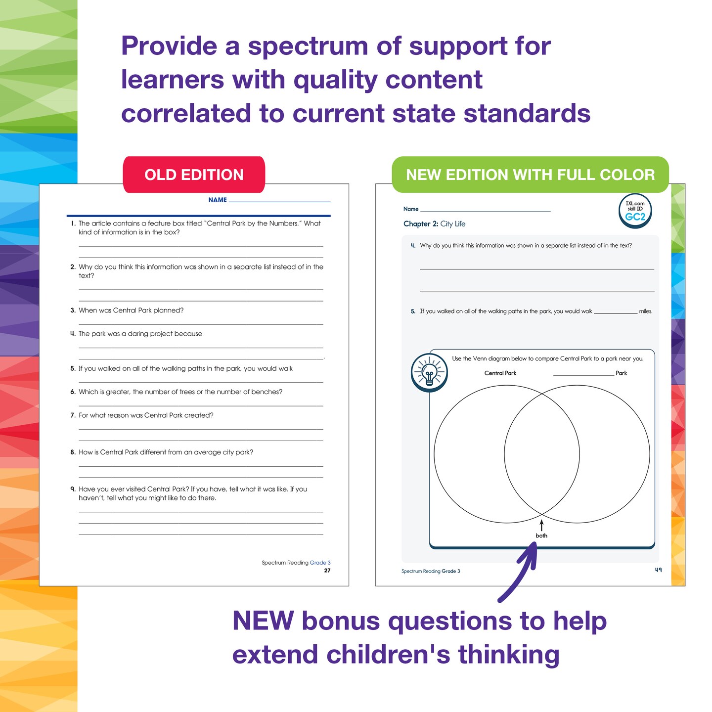 Spectrum Grade 3 Reading Workbook, Reading Comprehension 3rd Grade, 3rd Grade Reading Books With Nonfiction and Fiction Passages &#x26; More, 3rd Grade Workbooks