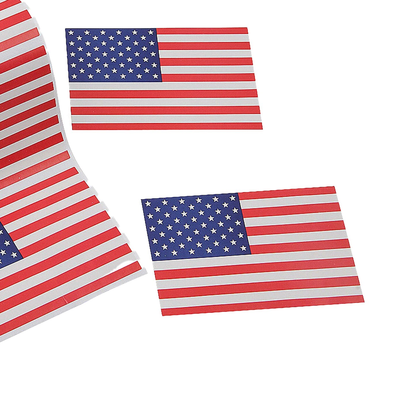 3" x 2" Patriotic Red, White and Blue American Flag Sticker Roll 100 Pc.