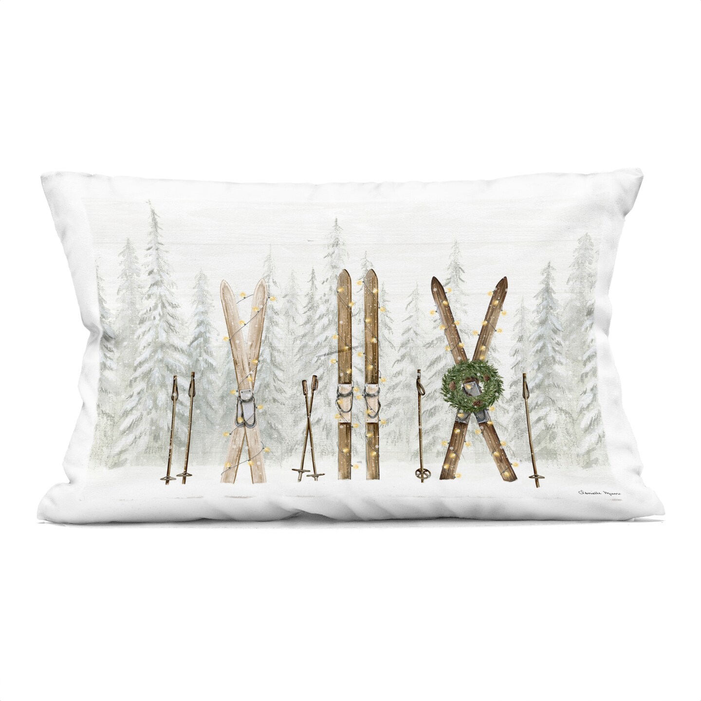 Stupell Industries Pine Lodge Ski Motif Decorative Printed Throw Pillow, design by Danielle Murray, 14 x 7 x 20