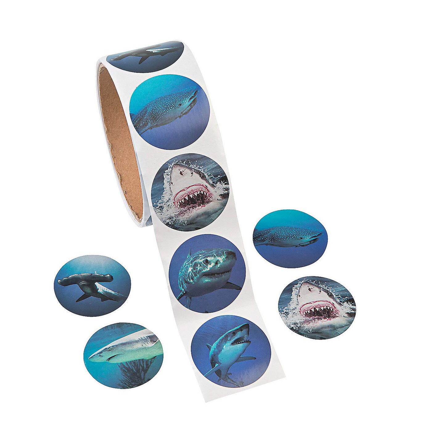Realistic Photo Shark Sticker Roll 100 Pc