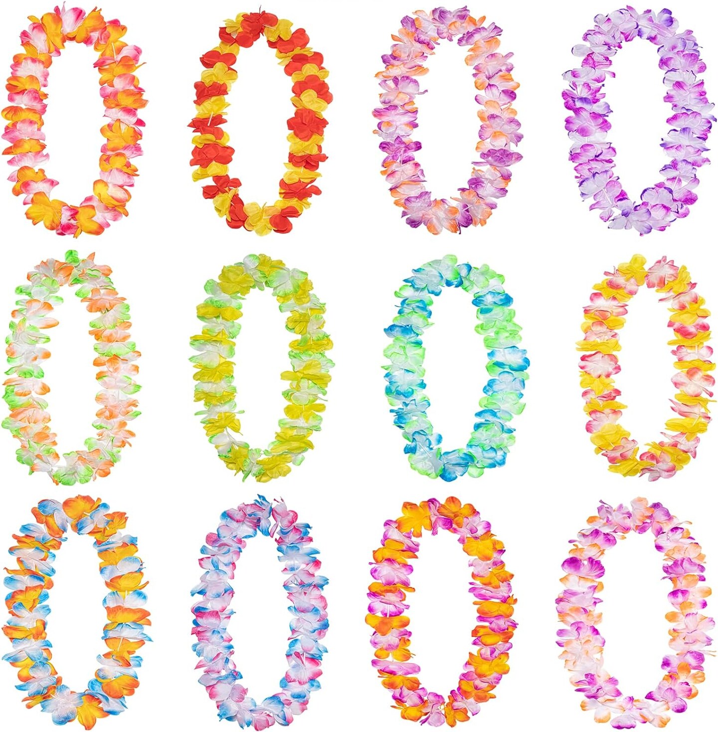 12 Counts Hawaiian Leis Bulk,leis for luau party,hawaiian leis for adults,beach party favors for adults,Summer Beach Vacation,Theme Party Decorations
