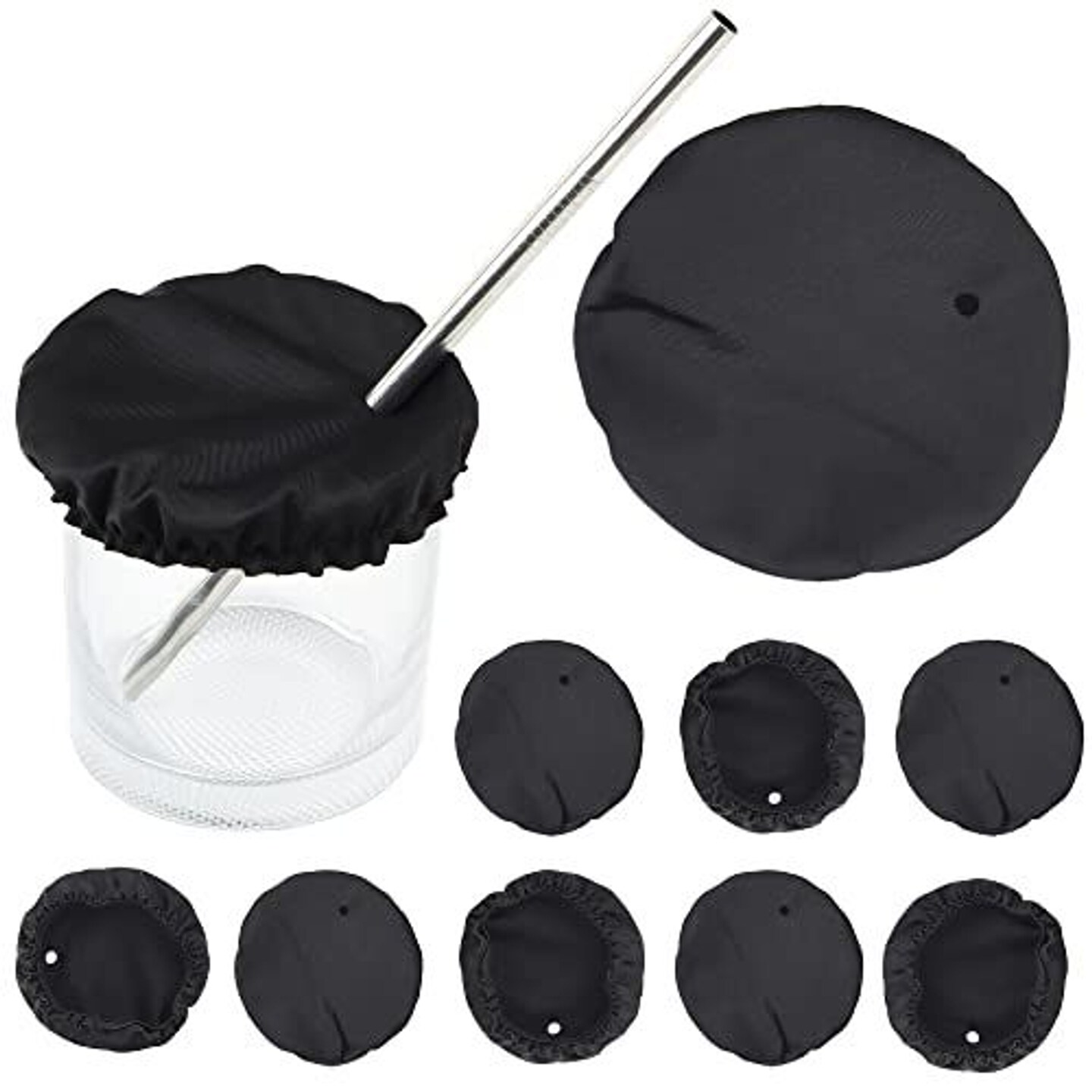 IMPRESA [10-Pack] Reusable Drink Covers for Alcohol Protection - Fabric Drink Protector for Men &#x26; Women - Wine Glass Covers to Prevent Drink Spiking - Black Cup Covers For Drinks - for Glasses