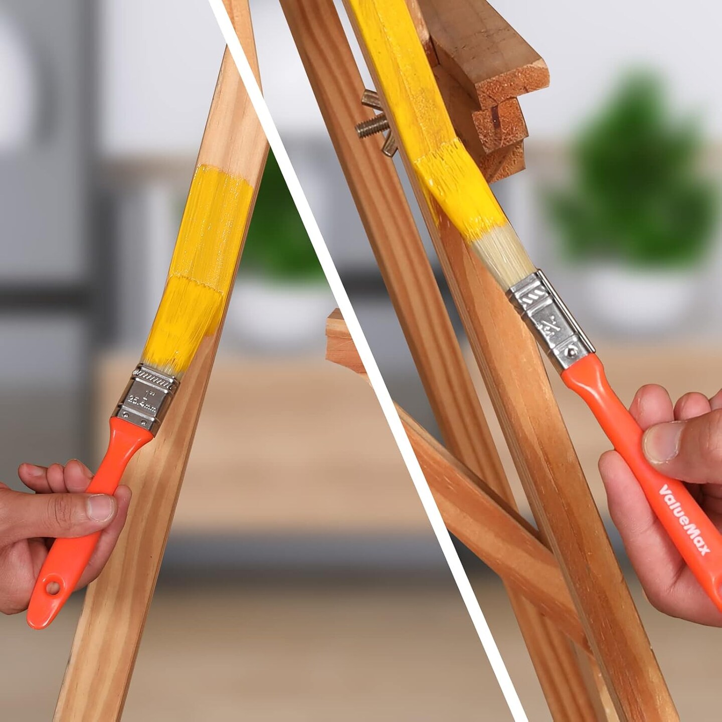 Paint Brushes 5-Pack, Paint Brush Set with 4 Sizes, Professional Wall Brush, Flat Small Paintbrushes with Comfortable Handle