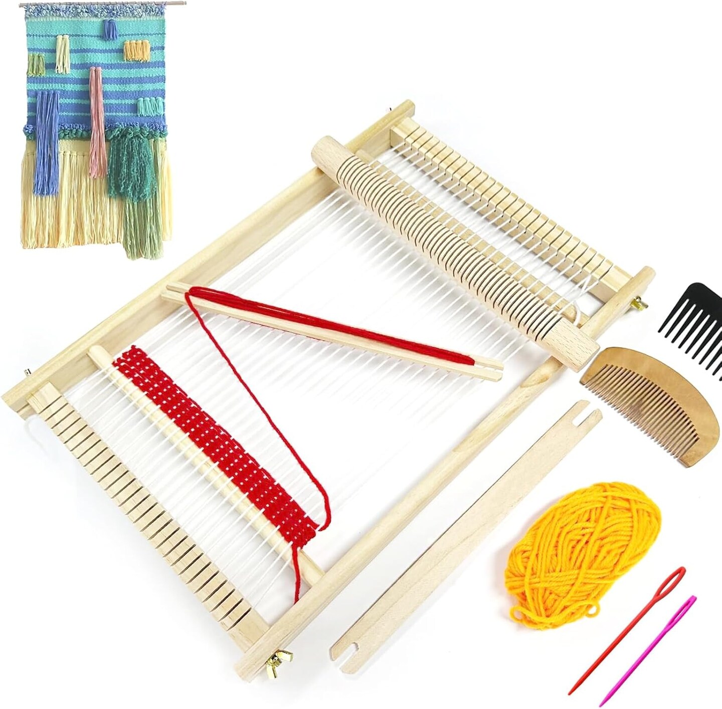 Large Weaving Frame Loom for Beginners Kids Adult Seniors Crafts,Hand-Knitting Weaving Machine with Shuttles Handcraft Weaving Loom