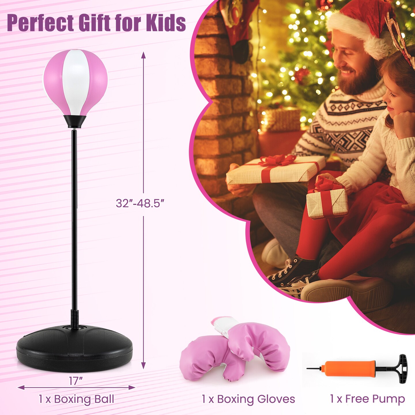 Kids Inflatable Punching Bag with Stand for Ages 3 and Up