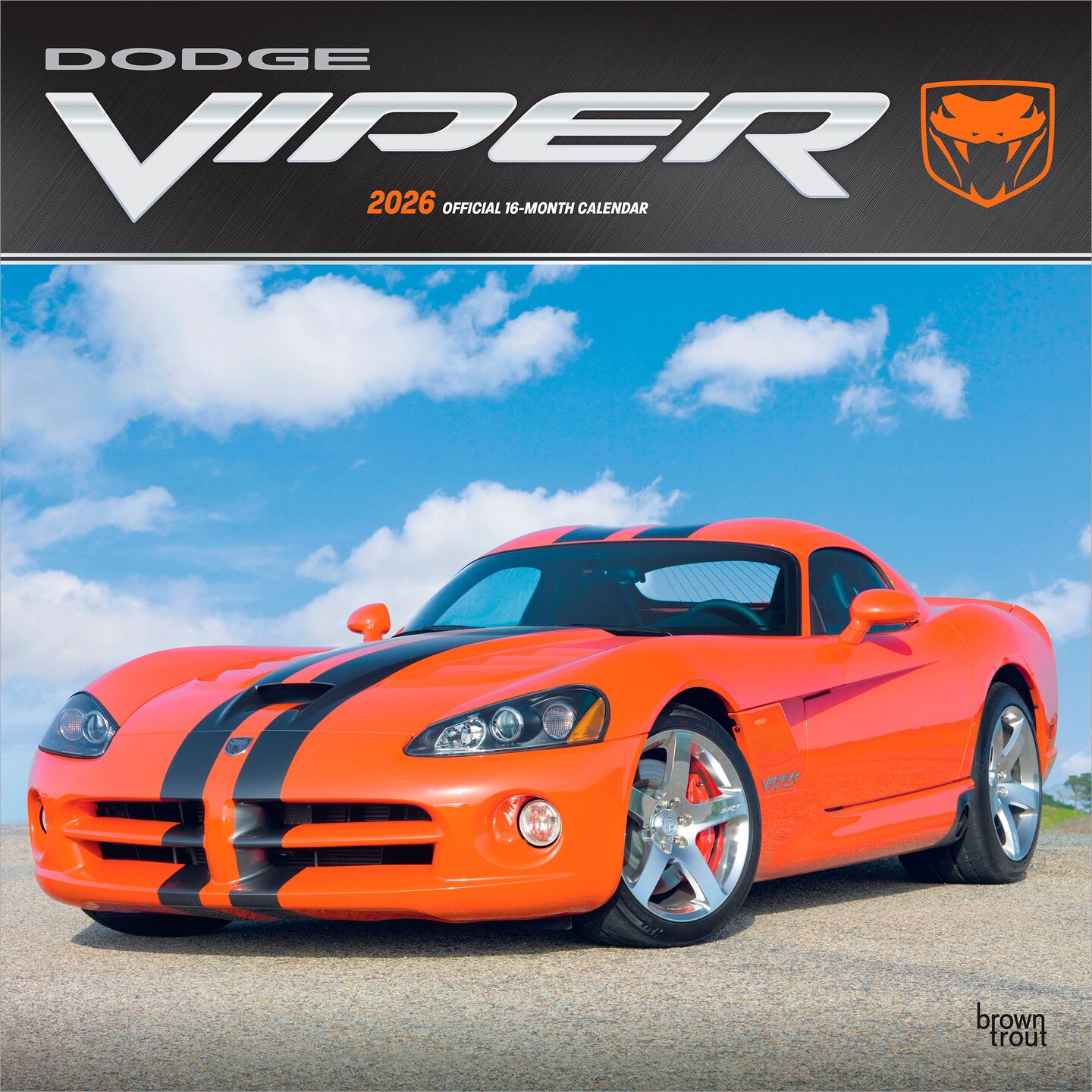 Dodge Viper OFFICIAL | 2026 12 x 24 Inch (Hanging) Monthly Square Wall Calendar | Plastic-Free | BrownTrout | American Muscle Motor Car