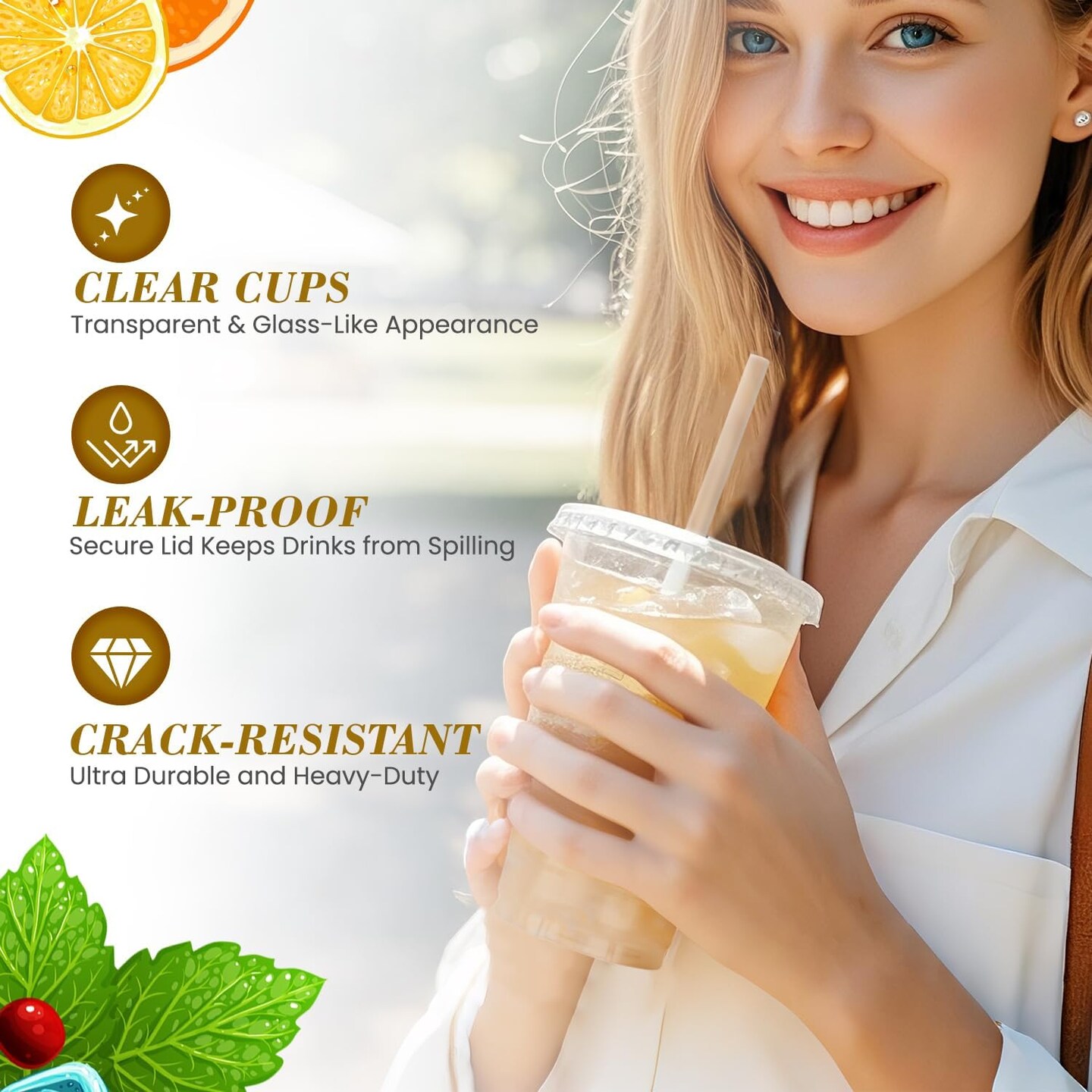 100-Pack 20oz Clear Plastic Iced Coffee Cups with Lids and Straws, Disposable To Go Cups for Smoothies, Milkshake, Cold Beverages