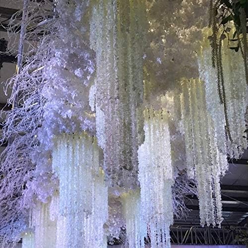 33Ft Cream White Artificial Flowers Garland Fake Wisteria Hanging Flowers Garlands Vine for Party Wedding Garden Decoration 10 Pack(Cream White)