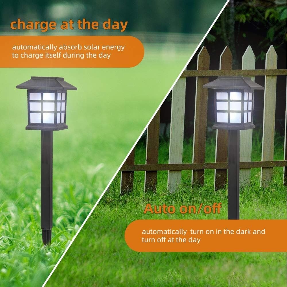 6pcs White LED Solar Lantern Torch Lights Garden Landscaping