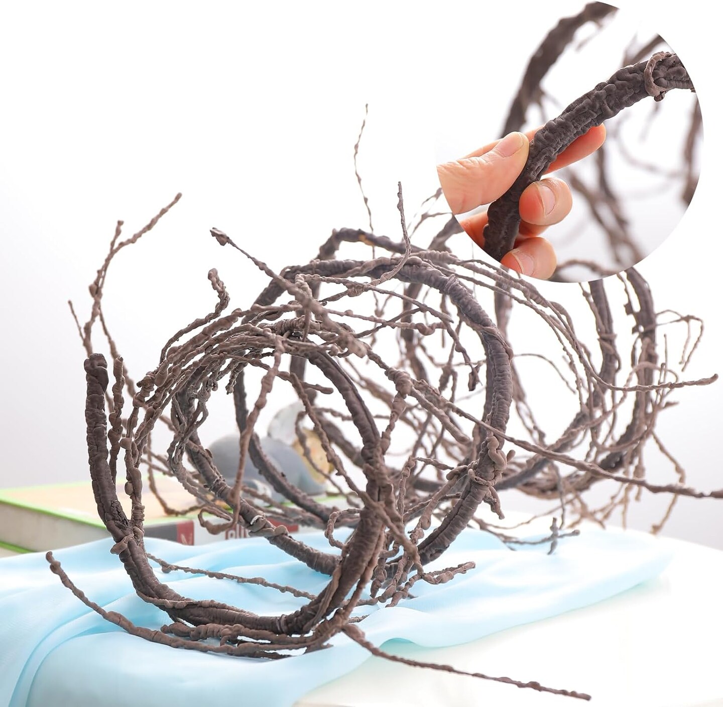 118&#x22;/300cm Small Wall Hanging Artificial Cherry Blossom Tree Branches Fake Cane Vines Reptile Plants Grapevine Garland Liana Twigs Wreath for Garden Outdoor Wedding X&#x27;Mas Ceiling Decoration