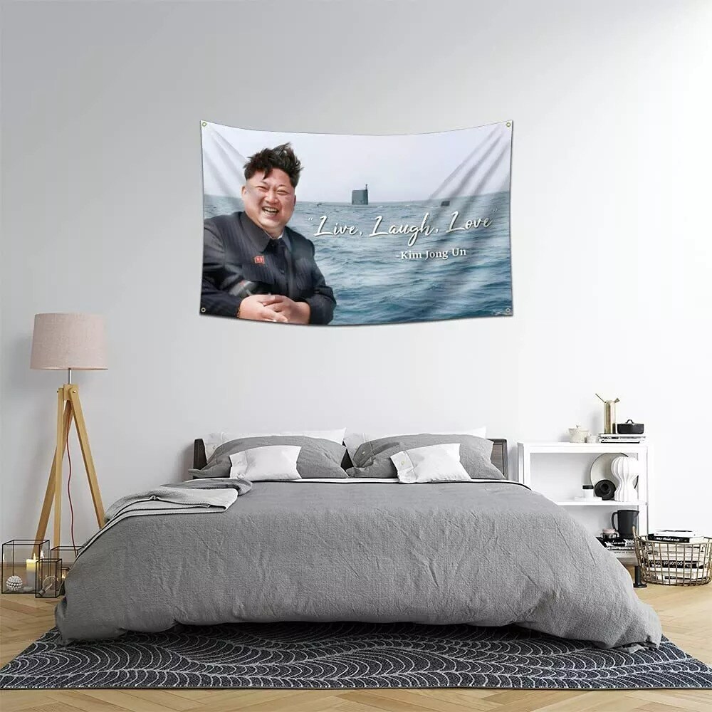 Kim Jong Un Live Laugh Love 3x5FT Banner Flag College Dorm Decor