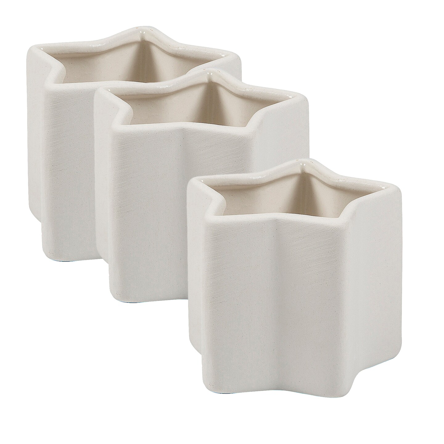 3 3/4&#x22; x 3 1/2&#x22; DIY Ceramic Star Shaped Planters 12 Pieces