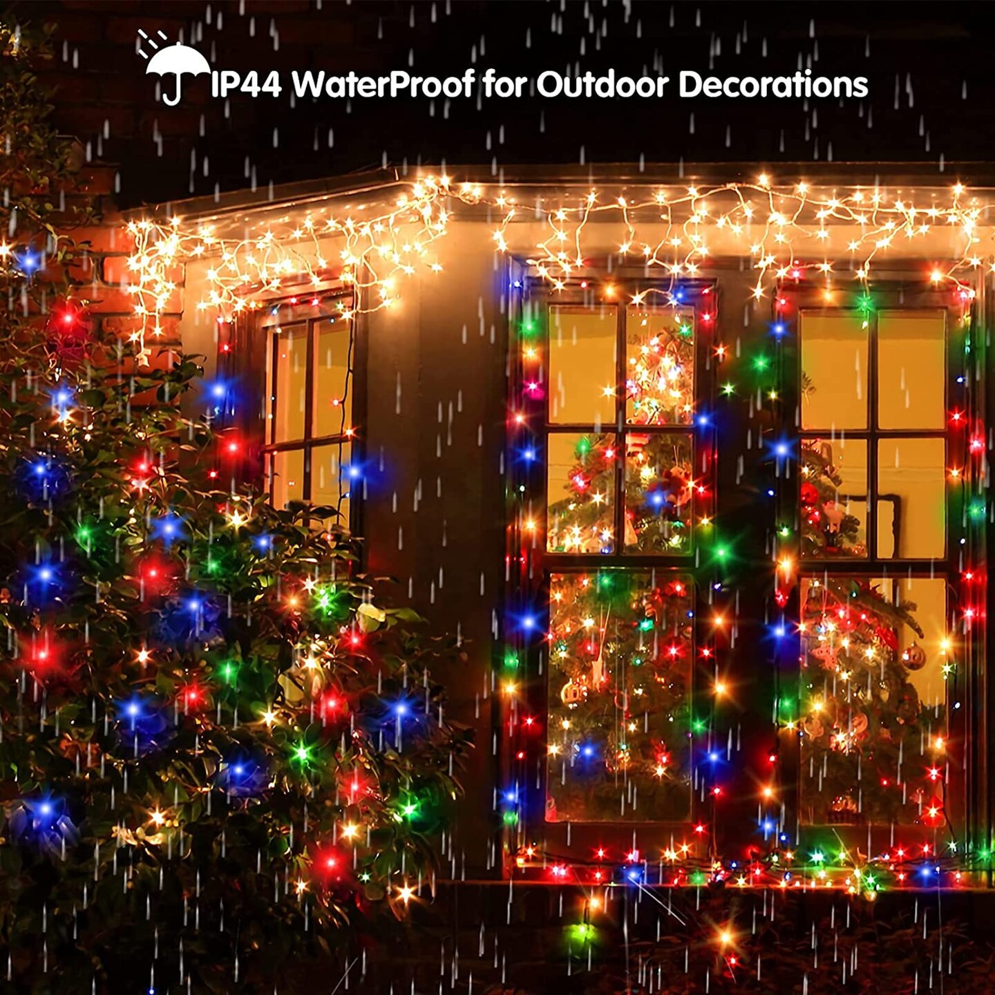 Led Christmas Lights Outdoor Christmas Decorations Hanging Light 400LED 8 Modes 75 Drops, Waterproof Outdoor Indoor Fairy Christmas Lights for Party, Holiday, Wedding Decorations (Multicolor)