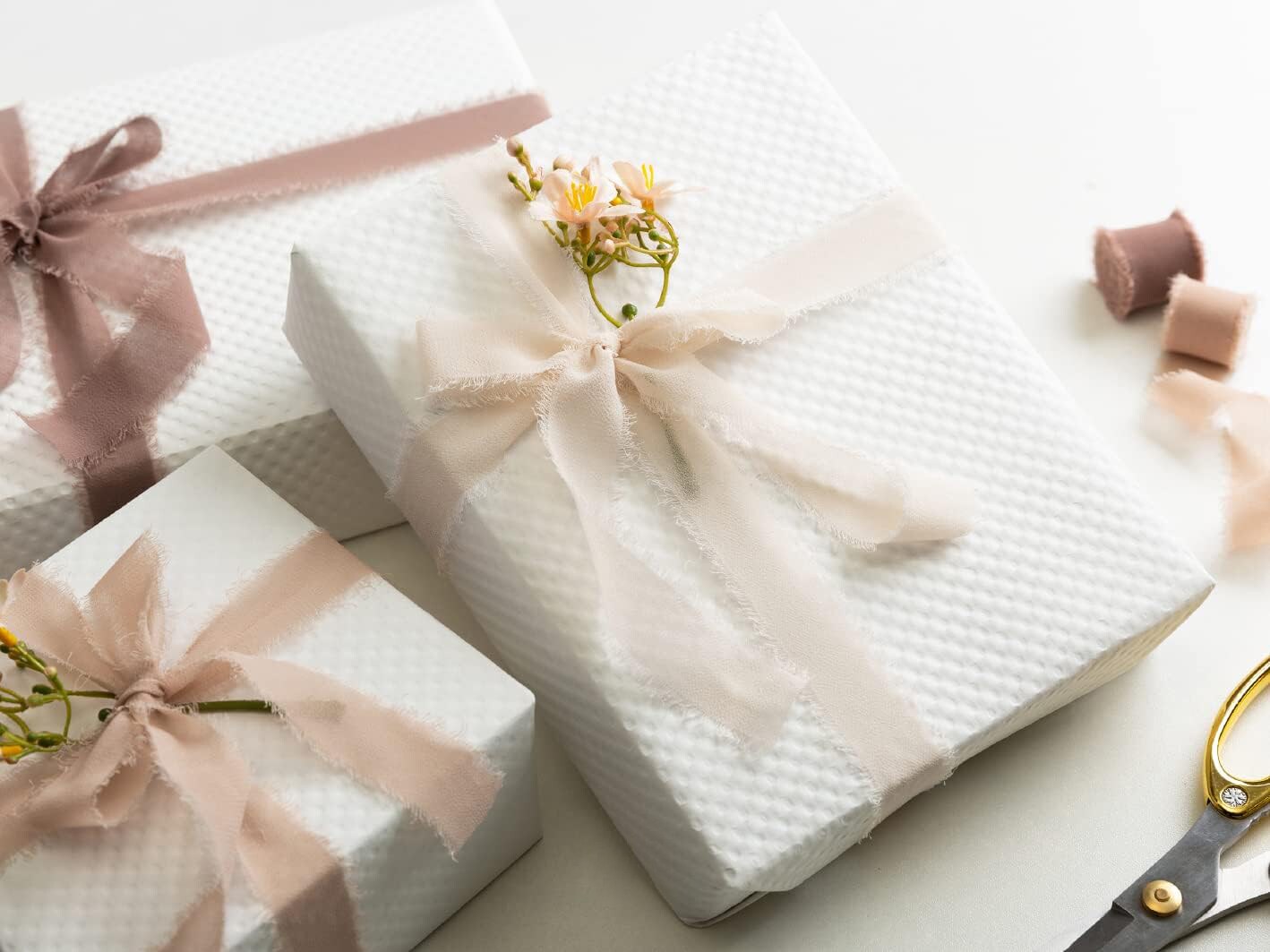 1" x 27 Yd Chiffon Silk Ribbon Mixed Color Ribbons Set 3 Yd x 9 Rolls Fringe Fabric for Wedding Invitations Bridal Bouquets Party Decoration Gift Wrapping Bow Making