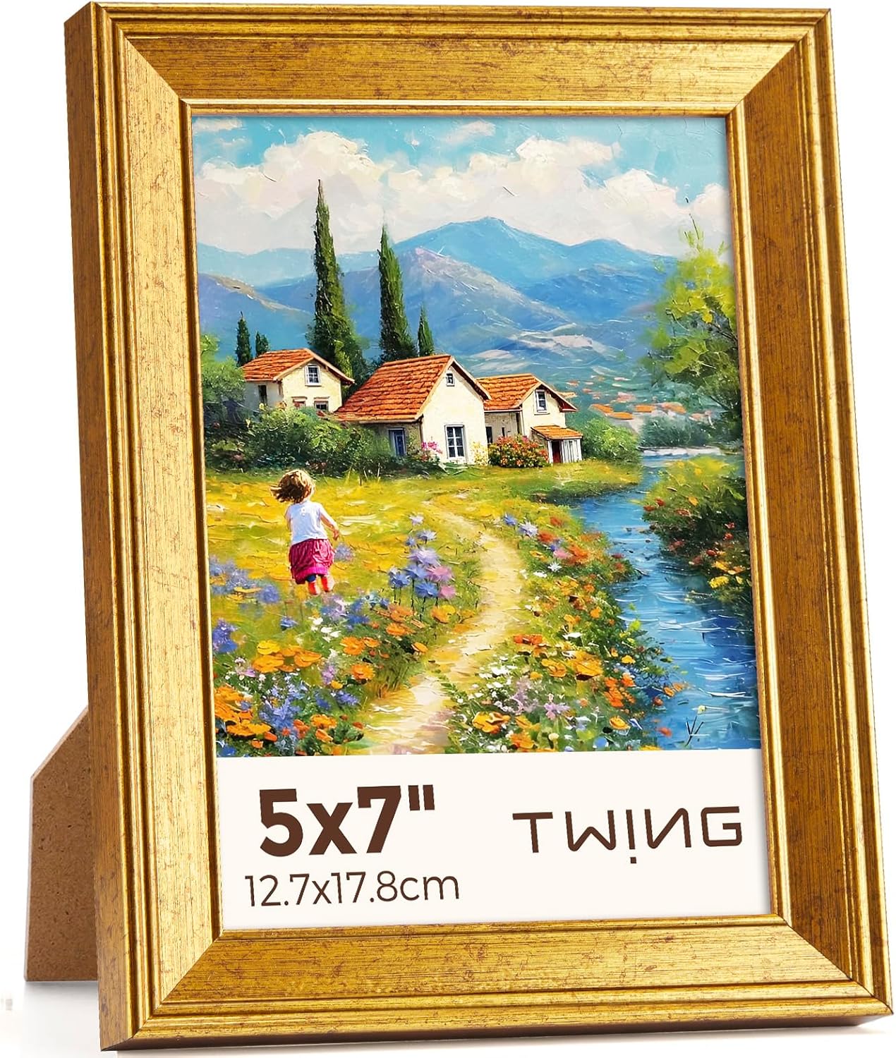 5x7 Picture Frame,Display Pictures,Ornate Picture Frames for Wall Mounting or Table Display,Rustic Gold,1 Pack